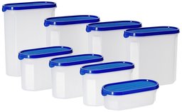 Amazon Brand - Solimo Storage Container Set, 8-Pieces, Blue