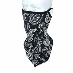 Cooling Neck Gaiters with Ear Loops, Ristake Scarf Bandana Dust Wind Balaclava Headwear, 1 Pack, Black&White