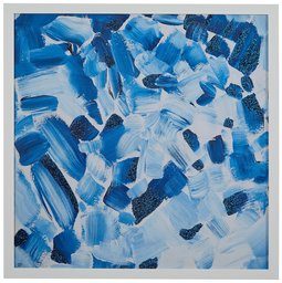 Amazon Brand – Stone & Beam Abstract Hues of Blue, White Wood Frame, 18