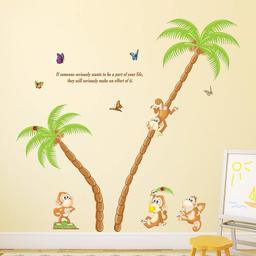 Amazon Brand - Solimo Wall Sticker for Kid's Room (Tree Full of Monkeys, Ideal Size on Wall - 136 cm x 130 cm)