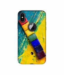 Amazon Brand - Solimo Designer Wax Color Blocks 3D Printed Hard Back Case Mobile Cover for Apple iPhone X (Logo Cut)