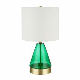 Amazon Brand – Rivet Smokey Glass and Brass Table Lamp, Modern, with Bulb, 16.63