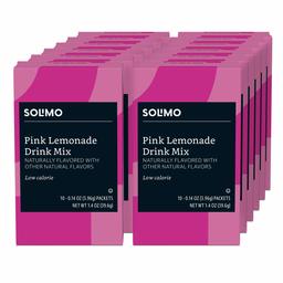 Amazon Brand - Solimo Pink Lemonade Drink Mix Singles, (12 count) - 120 total packets