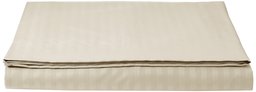 AmazonBasics Drap plat en microfibre haut de gamme Motif rayures, 180 x 290 + 10 cm - Beige