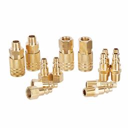 AmazonBasics Quick Connect Brass Air Coupler and Plug Kit - 1/4-Inch NPT Fittings - 14-Piece