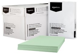 AmazonBasics 50% Recycled Color Paper - Green, 8.5 x 11 Inches, 20 lbs, 10 Ream Case (5,000 Sheets)