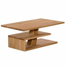 Amazon Brand - Alkove Hayes Geometric Solid Wood Coffee Table with Shelves, 110 x 70 x 45cm, Wild Oak