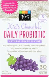 365 Everyday Value, Kid's Chewable Daily Probiotic, Grape Flavor, 30 ct