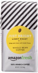 AmazonFresh Just Bright Whole Bean Coffee, Light Roast, 12 Ounce