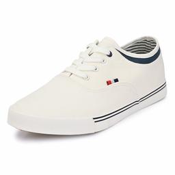 Klepe Men's Vulcansied Canvas White Sneakers-10 UK (44 EU) (11 US) (0703C/WHT)