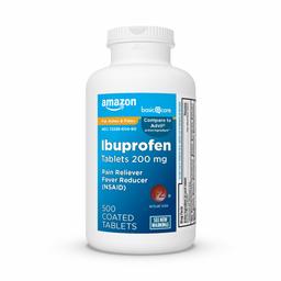 Amazon Basic Care Ibuprofen Tablets 200 mg, Pain Reliever/Fever Reducer (NSAID), 500 Count