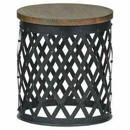 Amazon Brand – Stone & Beam Industrial Side Table with Decorative Metal Base, 15.95