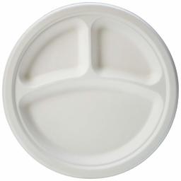 AmazonBasics Compostable Plate, 3 compartment, 9-Inches, Pack of 125