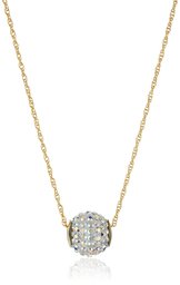 Amazon Collection10K Yellow Gold Swarovski Crystal with 14K Gold Filled Chain Pendant Necklace, 18