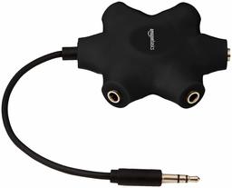 AmazonBasics - Sdoppiatore per cuffie audio, con 5 ingressi, nero, confezione da 5