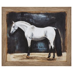 Amazon Brand – Stone & Beam Framed Rustic Appaloosa Horse Print II Wall Art Decor - 23 x 27 Inch, Warm Grey Barnwood