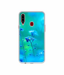 Amazon Brand - Solimo Designer Blue Flower UV Printed Soft Back Case Mobile Cover for Samsung Galaxy A20s