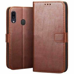 Amazon Brand - Solimo Flip Leather Mobile Cover (Soft & Flexible Back case) for Samsung Galaxy M10s (Brown)