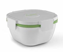 Umi. Salad Bowl Leakproof Lunch Container with Large Capacity Salad Mixing Bowl, 3-Compartment Bento-Style Tray, Sauce Container, Reusable Cutlery, BPA FREE, 1700ml (Green)