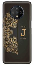 Amazon Brand - Solimo Designer Black Pattern Alphabet-J 3D Printed Hard Back Case Mobile Cover for OnePlus 7T