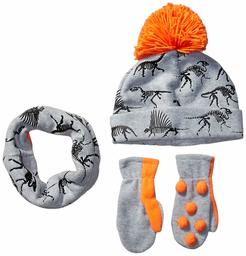 Spotted Zebra 3-Piece Kids Fleece Cold Weather Accessories Set Accessory-Sets, Grey Dinos, Medium/Large (8-14)