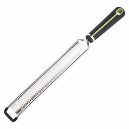 AmazonBasics Hand Zester and Grater with Stainless Steel Blade, Soft Grip Handle, Grey and Green (Renewed)