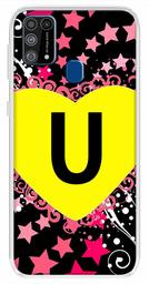 Amazon Brand - Solimo Designer Multicolor Heart Pattern Alphabet-U Printed Soft Back Case Mobile Cover for Samsung Galaxy M31