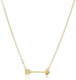 18K Yellow Gold Plated Sterling Silver Arrow Pendant Necklace, 18