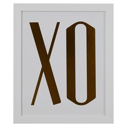 Amazon Brand – Rivet XO Gold Metalic Print Wall Art in White Wood Frame, 21