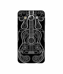 Amazon Brand - Solimo Designer White Gitar On Black 3D Printed Hard Back Case Mobile Cover for Samsung Galaxy E5