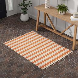 Amazon Brand – Stone & Beam Los Altos Striped Dhurrie Farmhouse Area Rug, 4' x 6' 6