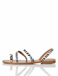 Amazon Brand - find. Flat Gladiator Sandals, Schwarz (Zebra), 6 UK