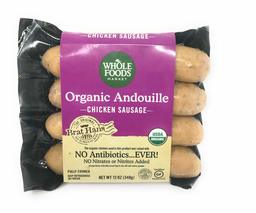 Whole Foods Market, Organic Chicken Sausage, Andouille (GAP - Step 3), 12 Ounce