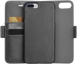 AmazonBasics 2-in-1 Faux Leather Case with Detachable Case for iPhone 7 Plus & 8 Plus, dark grey