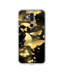 Amazon Brand - Solimo Designer Golden Butterfly Pattern UV Printed Soft Back Case Mobile Cover for Nokia 8.1