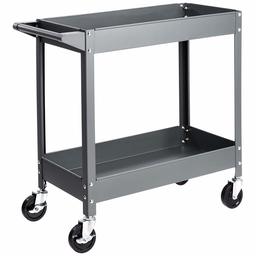 AmazonBasics Steel 2-Shelf Multipurpose Tub Utility/Supply Cart with 400 lb Capacity - Gray (Renewed)