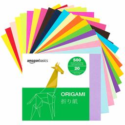 AmazonBasics - Fogli di carta da origami, colori assortiti, 500 fogli