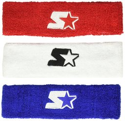 Starter Adult Unisex 3-Pack Headband, Amazon Exclusive, Team Blue/Team Red/White, One Size