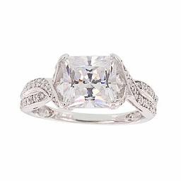 [Find] Amazon Collection Rhodium Plated Sterling Silver Clear Cubic Zirconia Platinum niasuta-ringusiruba-redyiantotuisutoringu, Size 9 