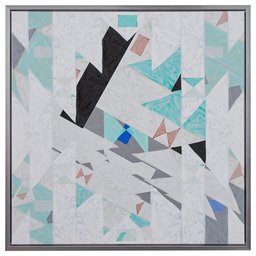 Rivet Geometric Aqua and Black Angled Canvas Print in Silver Frame