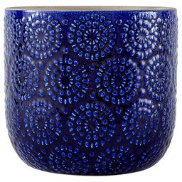 Amazon Brand – Stone & Beam Modern Ceramic Floral Embossed Decorative Planter Flower Pot, 7.4