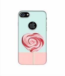 Amazon Brand - Solimo Designer Round Candy 3D Printed Hard Back Case Mobile Cover for Apple iPhone 7 (with Logo Cut)