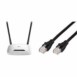 TP-Link Routeur 300 Mbps Wi-FI N en 2.4 GHz, 5 Ports Ethernet (TL-WR841N) - Blanc & AmazonBasics Câble réseau Ethernet RJ45 catégorie 6-1,5 m