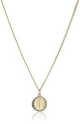 14k Gold-Filled Round Miraculous Medal Madonna Pendant Necklace with Stainless Steel Chain, 20