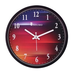 Amazon Brand - Solimo 12-inch Wall Clock - Colour hues (Silent Movement, Black Frame)