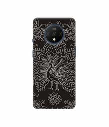 Amazon Brand - Solimo Designer White Peacock Rangoli 3D Printed Hard Back Case Mobile Cover for OnePlus 7T