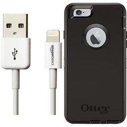 Otterbox Defender Series Case for iPhone 6/6s and AmazonBasics Lightning Cable (6-Feet) Pack