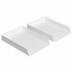 AmazonBasics Organizador de plástico, bandeja para cartas, blanco, paquete de 2