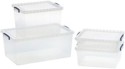 AmazonBasics Clear Plastic Storage Boxes with Lids