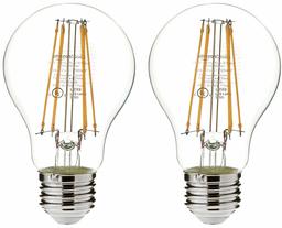 AmazonBasics - foco LED A19 equivalente a 75 W, transparente, no regulable, 2 unidades (renovado)